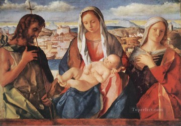 ジョバンニ・ベリーニ Painting - 聖母子と聖ヨハネ・ルネッサンスのジョヴァンニ・ベリーニ